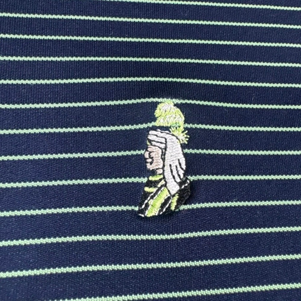FootJoy Long Sleeve Polo Shirt Mens XL Navy Blue Striped Golf Top - Picture 5 of 10